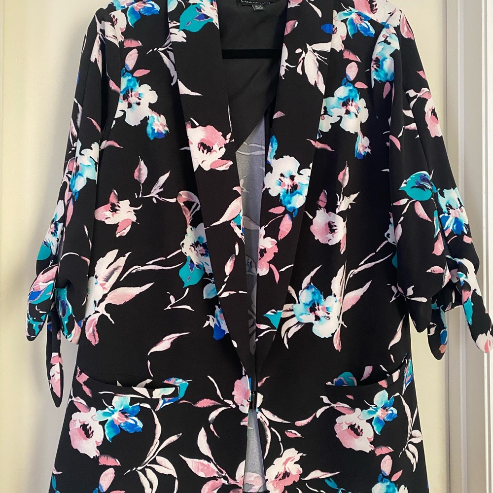 Lane Bryant Black Floral Blazer